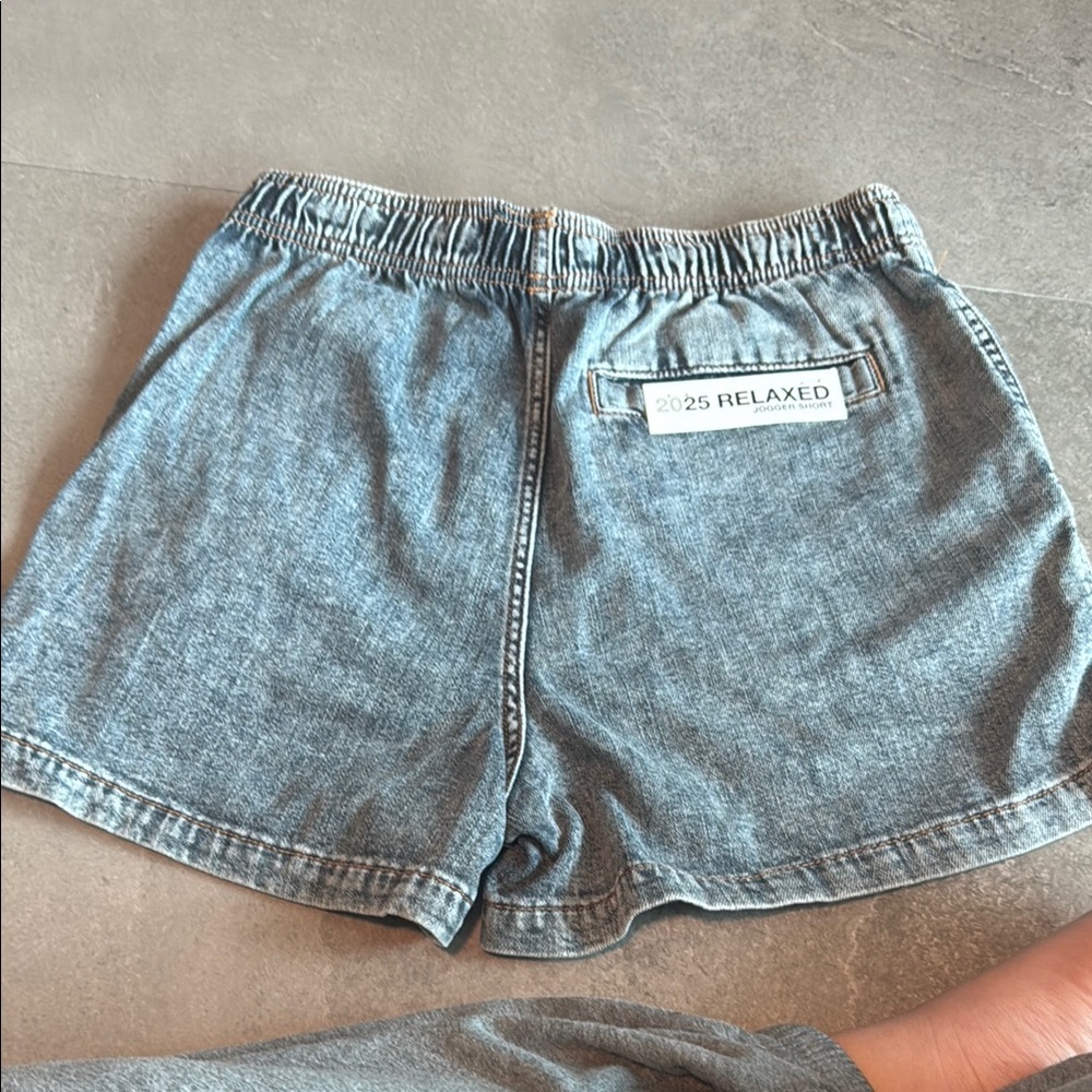 Zara Blue Jean Shorts Elastic Waist - Picture 2 of 2